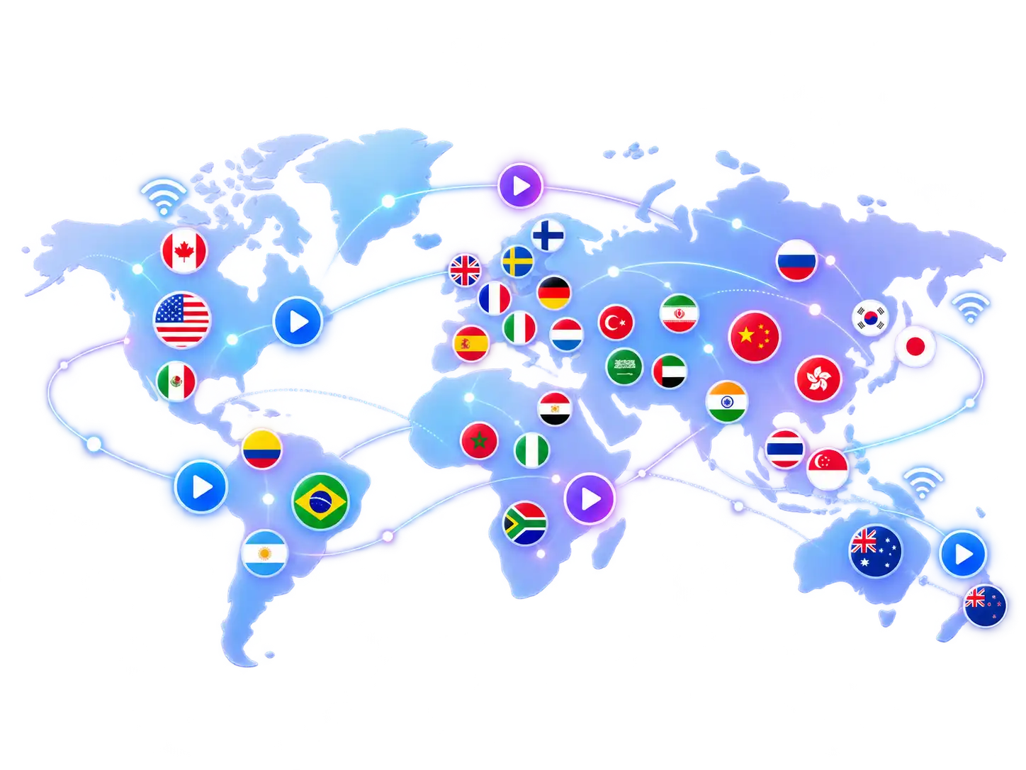 Nob IPTV global IPTV channels coverage map in 4K resolution